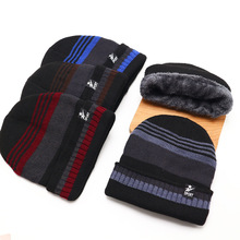 男士冬季加绒加厚毛线帽中老年帽子套头青年护耳防风保暖帽老人帽