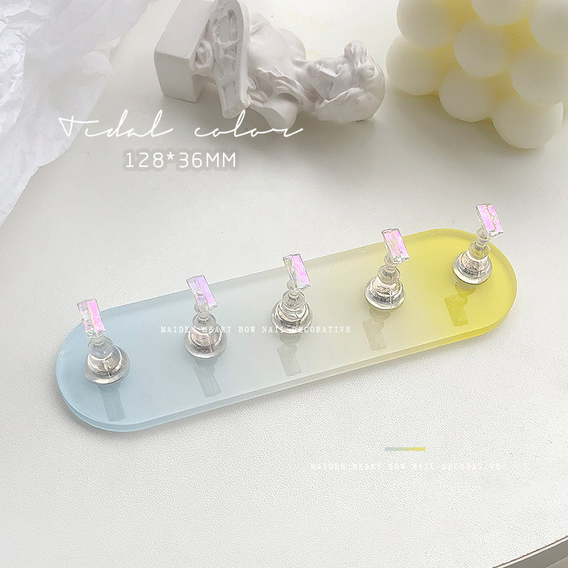 Gradiente de uñas Aurora ovalada soporte de práctica soporte de uñas largo oro y plata soporte de uñas accesorios al por mayor