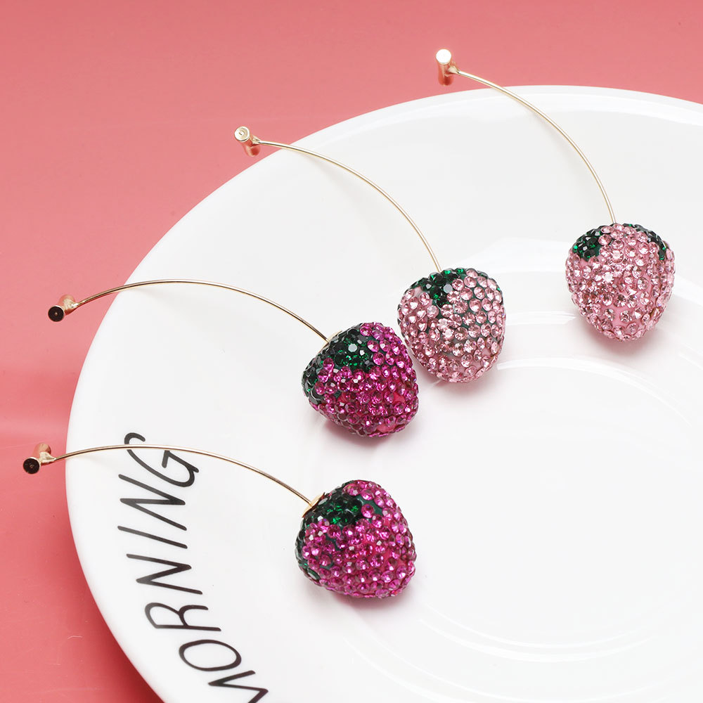 12g Weight Alloy Ear Needle Material Ear Studs Classification 1 Pair Quantity Holiday, Tea Party Occasion Zinc alloy Material Strawberry Pattern All Seasons Season Women's Gender Plating Design Sweet, Simple Style Style 1 Pair Sweet Simple Style Strawberry Plating Zinc Alloy Ear Studs 6