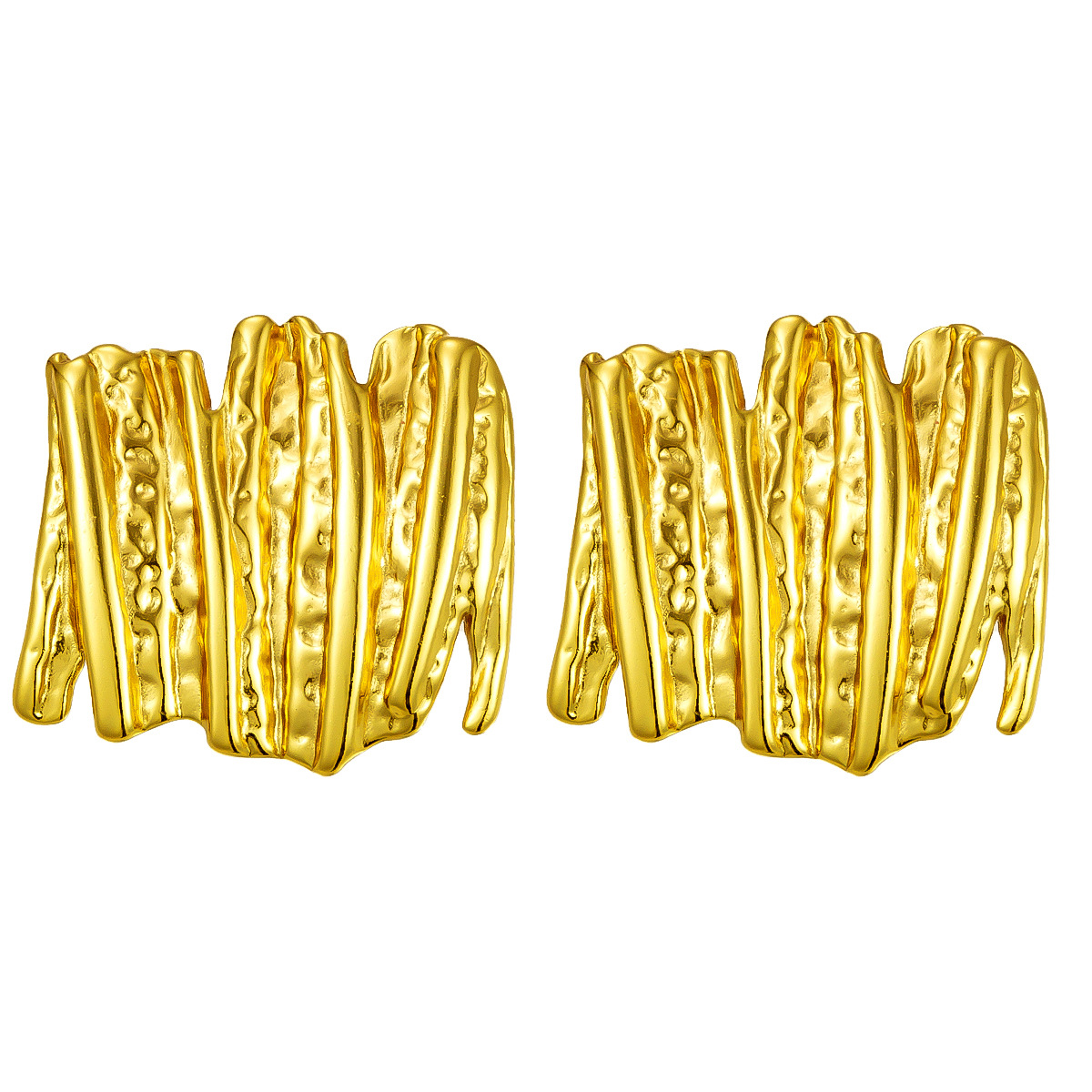Earplugs de acero inoxidable para mujeres brillo frío oro chapado joyas de orejas de moda retro multifuncional pendientes irregulares plegados