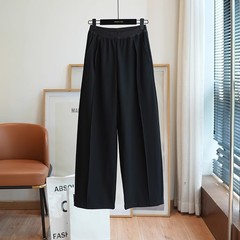 虫小小 时髦松弛褶裥高腰显瘦阔腿西装裤女通勤休闲长裤秋季A47D
