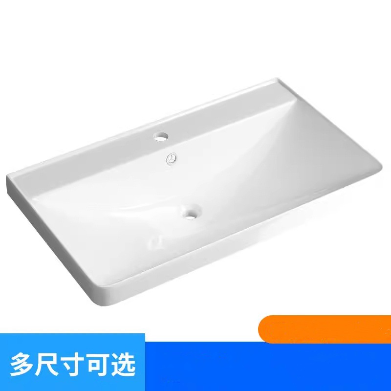 Lavabo de cerámica de una pieza, lavabo de cerámica semiempotrado, gran diámetro interior, lavabo, lavabo, armario de baño, lavabo