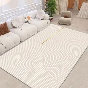 Living Room Carpet with Large Area, Simple, Light Luxury, High-End Thickened Carpet, No-Wash, Wipeable, Stain-Resistant, Waterproof and Oil-Proof, Customizable