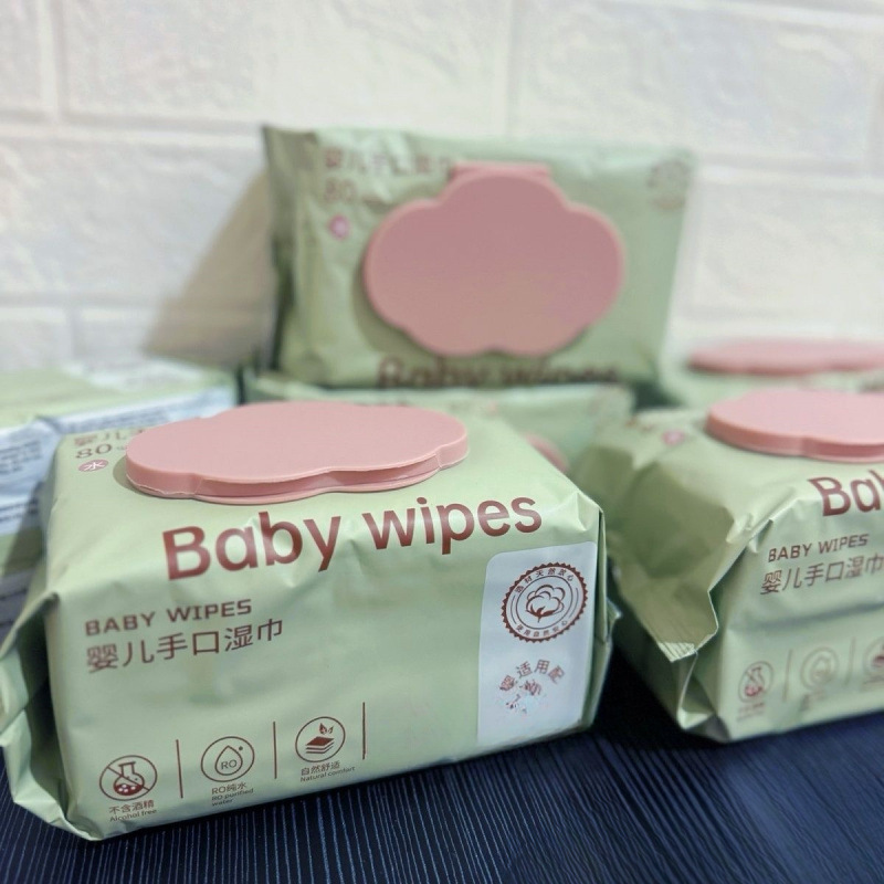 Thickened Large Pack of Infant Wipes for Hands and Mouth 80 Baby Wet Wipes with Cover for Children