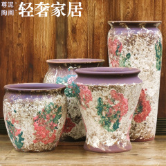 特大号陶瓷花盆大口径法师老桩盆月季三角梅粗陶罐高筒透气盆清D&