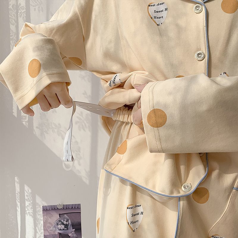 (2개) 봄, 가을 산모를 위한 산후복, 산후 모유수유, 임산부 잠옷, 여름용 코튼, 임신 중 조절 가능, 큰 배, 임부복, 앉기