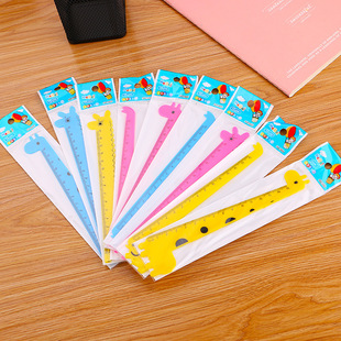 Cartoon Giraffe Ruler Cute Animal Shape Ruler 15mm Student Plastic Ruler Drawing Mapping Ruler