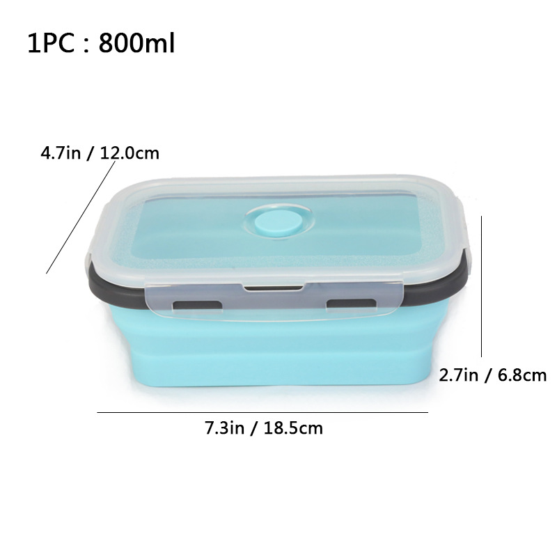 Caja de almuerzo de silicona al aire libre caja de almuerzo de silicona plegable refrigerador más nítido almuerzo portátil caja de almuerzo retráctil