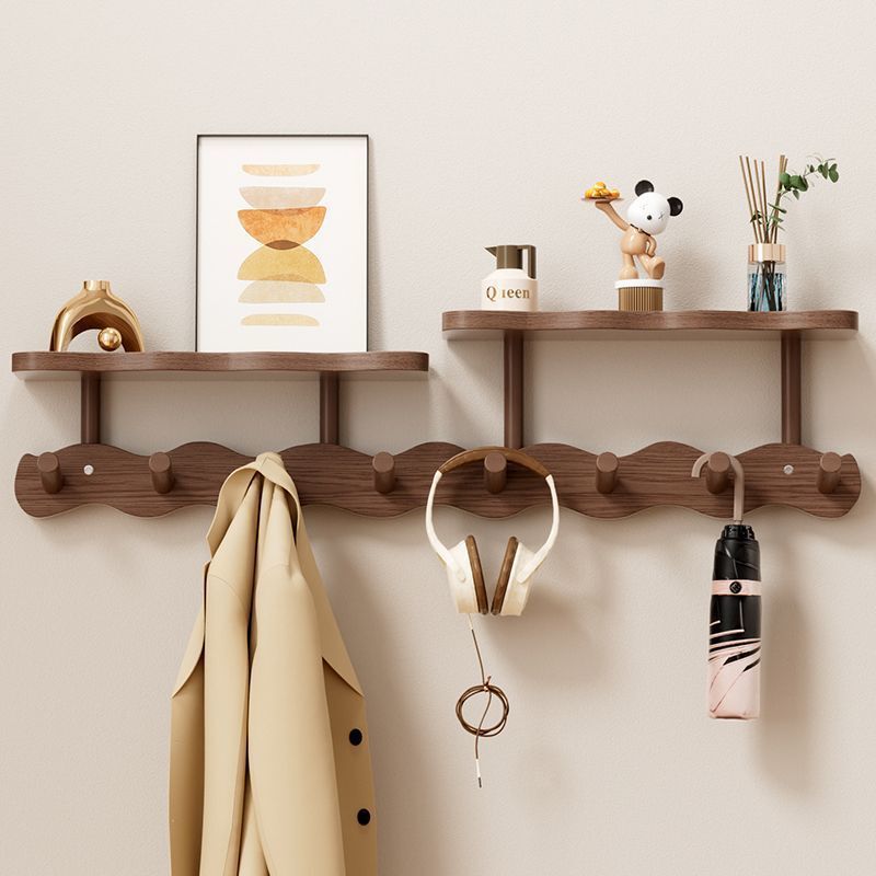 Solid Wood Clothes Hanger Wall-Mounted Storage Punch-Free Door Hook Bedroom Entrance Multi-Functional Coat Rack