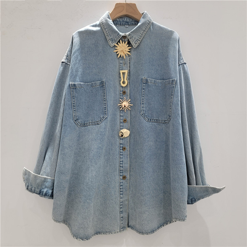 2026 Spring and Autumn Long Sleeve Washed Denim Shirt for Women with Metal Buttons Trendy Versatile Jacket Women's Top Shirt
