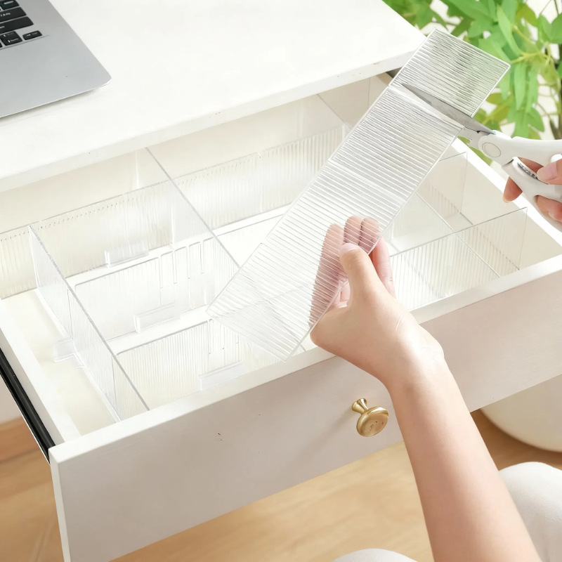 Transparent Divider Drawer Partition Thickened Cuttable Sock Compartment Box Removable Drawer Divider Partition Board