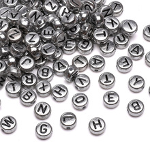 4x7mm亚克力英文扁圆单字母珠手工diy串珠手链装饰品手机链小配件