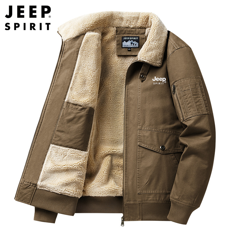 (2개) JEEP | 지프 겨울 코튼 재킷 남자 기모 두꺼운 따뜻한 재킷 남자 토양 플러스 사이즈 옷깃 코튼 패딩 재킷 0789