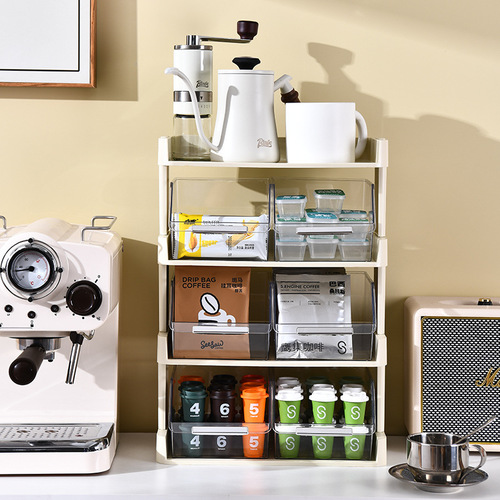 Tea bag storage box desktop tea set tea storage box office tea room coffee capsule storage display rack