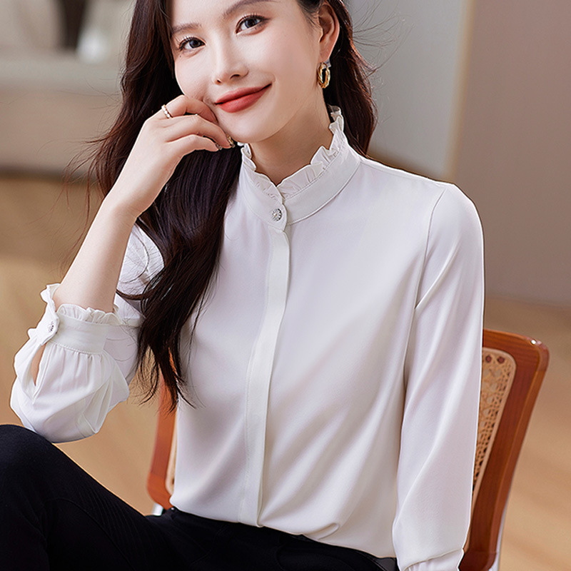 2026 Spring New Sweet Ruffled Long-Sleeve White Shirt for Women, Base Shirt for Professional Ladies 2026 Spring New Sweet Ruffled Long-Sleeve White Shirt for Women, Base Shirt for Professional Ladies