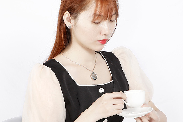 new fashion stainless steel clavicle chain necklace earrings sets accessories