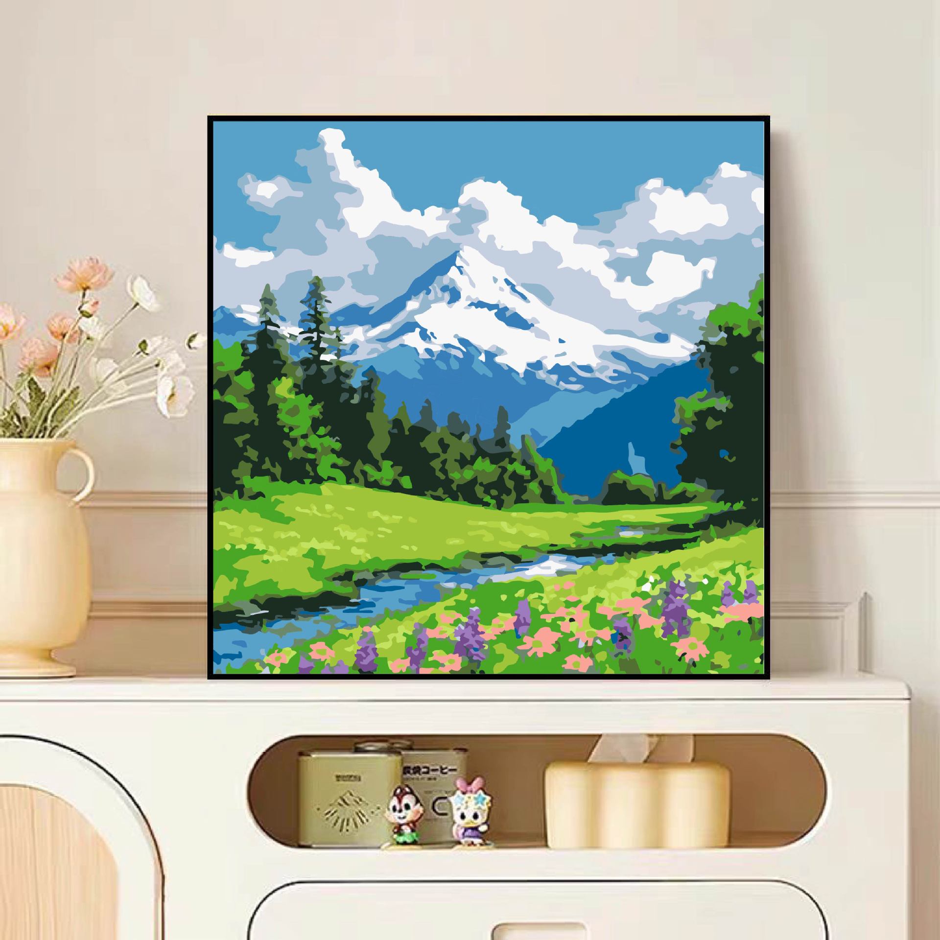 Diy pintura al óleo digital dibujos animados para niños pinturas acrílicas pintadas a mano pinturas de tamaño pequeño pinturas al óleo pintadas de color simple descompresión