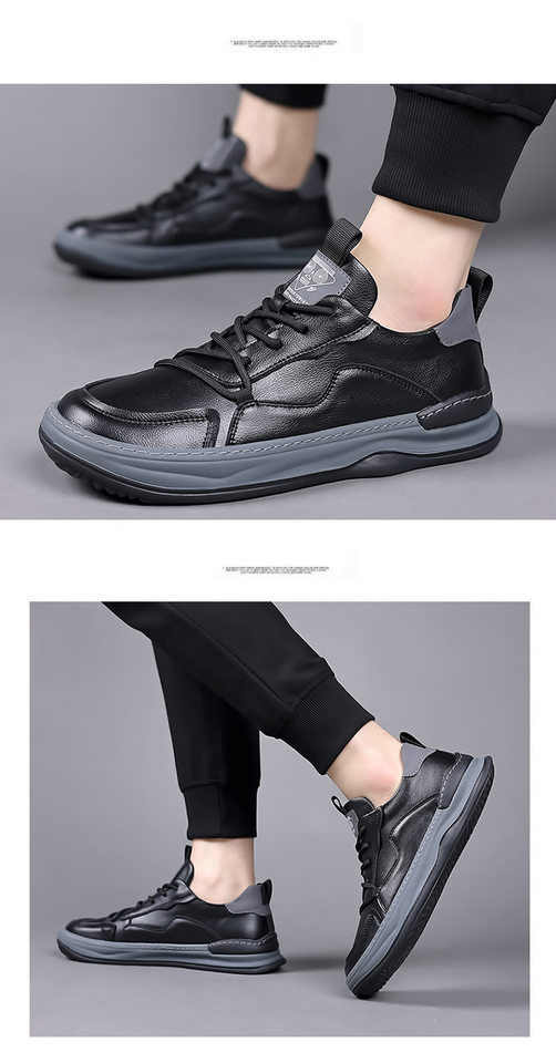 Giày sneaker nam da bò thật mũi tròn, đế bằng chống trượt, thoáng khí, phối đồ dễ dàng — Dép sandal -1 màu trắng, Dép sandal -1 màu đen, Giày bệt màu trắng, Giày bệt màu đen chi tiết 20