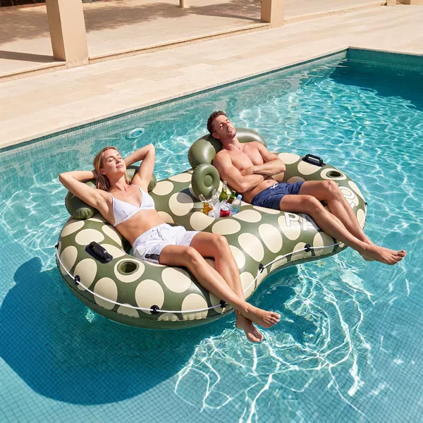 Cross-Border New Product: Inflatable Double Backrest Seat Float Chair for Adults with Mesh Fabric