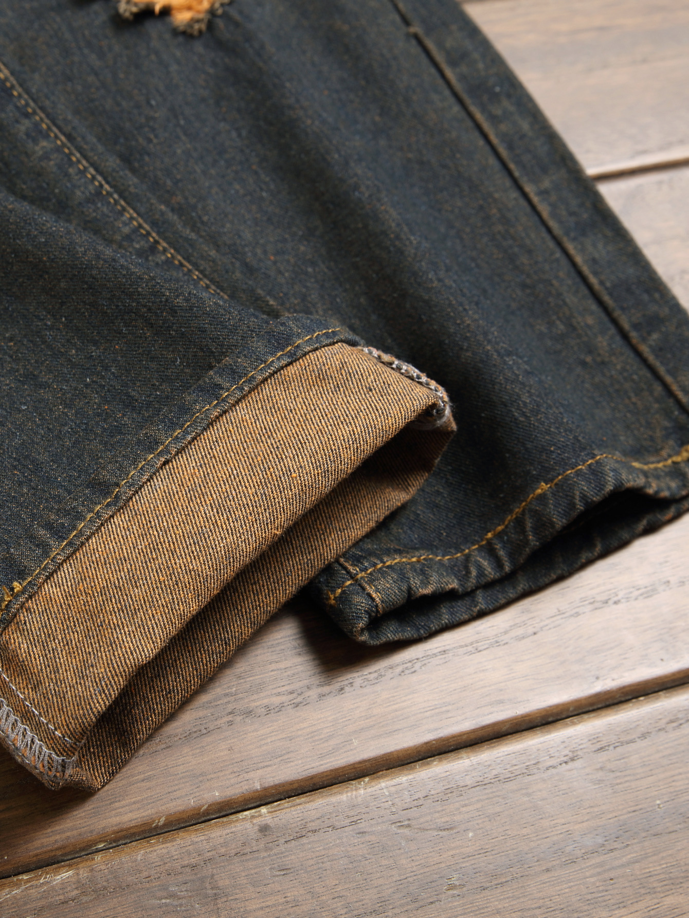 Men's Distressed Retro Straight Leg Jeans Slim Fit Wish Denim Trousers_mkmklike.com