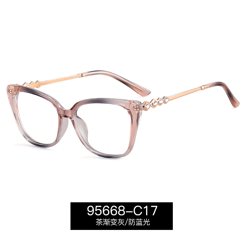 95668 nuevo metal primavera pie cuadrado marco anti azul luz gafas mujeres TR90 completo marco miopía Marco en stock al por mayor