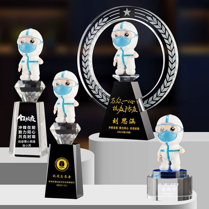 Творческий анти-эпидемический салют белый ангел трофей с основанием Honor Crystal Crafts Volunteers Сувениры оптом