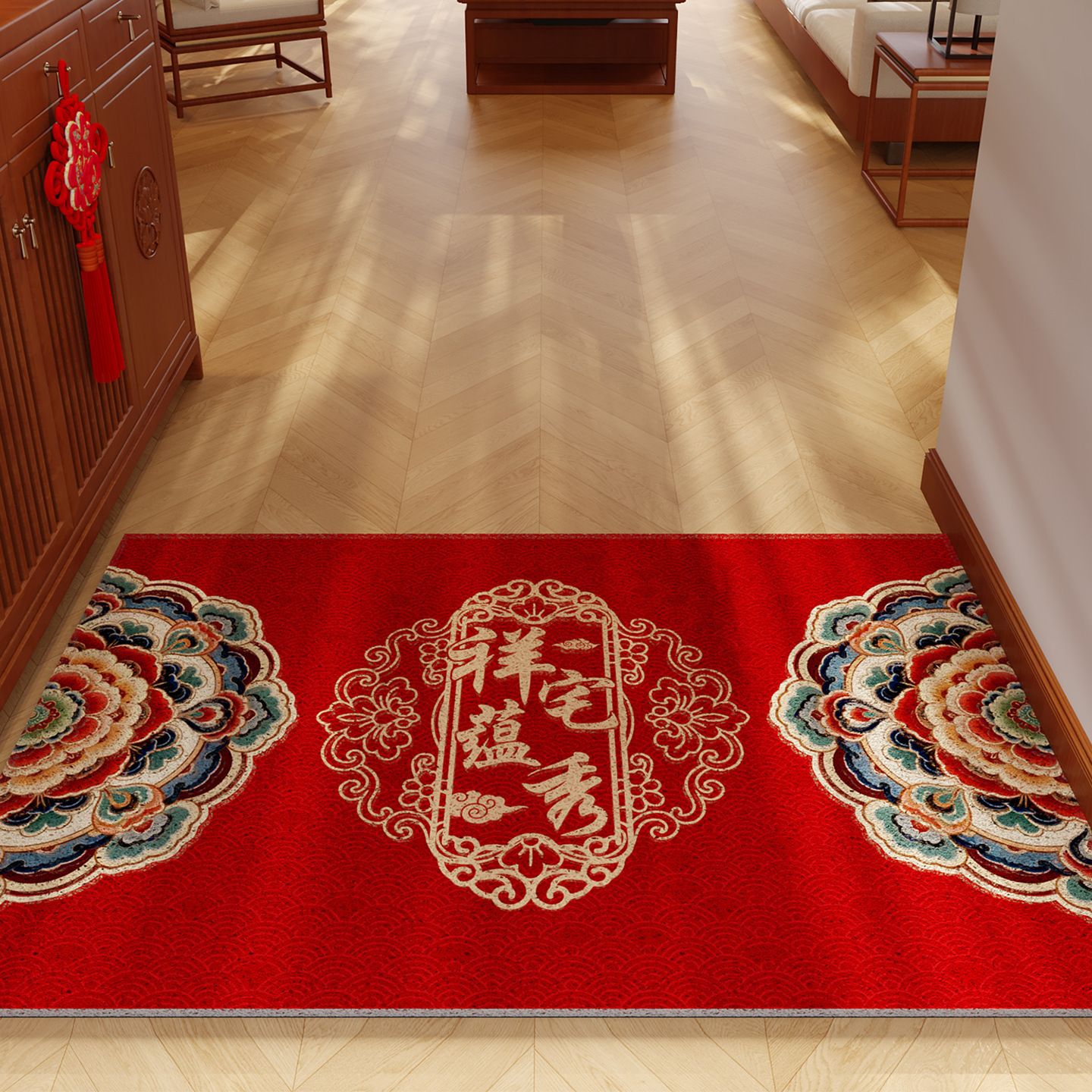 Año Nuevo chino alfombra roja Fulu en la casa nueva mueve en la casa artículos de decoración alfombra doméstica puerta de entrada image 15