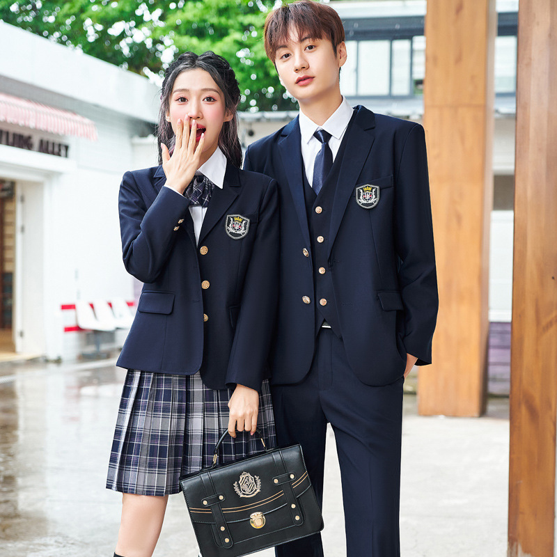 교복 학교 교복 학업 스타일 세트 주름 치마 세트 남녀 유치원 교사 정원 교복 고등학교 토론회 원피스