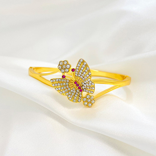 European and American retro full diamond butterfly bracelet for women ins fashion creative niche design butterfly love flower bracelet bestie bracelet