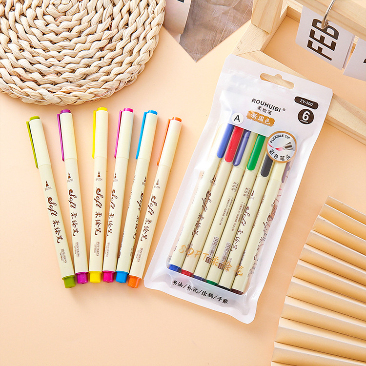 Color nacional creativo, cabeza suave, bolígrafo de pintura suave, bolígrafo de cuenta a mano en minúsculas, caligrafía para estudiantes, arte, gancho, bolígrafo, pintura, juego de bolígrafo de acuarela