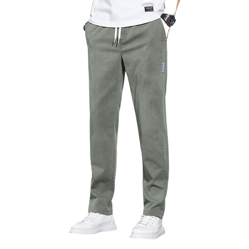 Four Seasons pantalones casuales transpirables micro elásticos para hombres jóvenes estilo coreano versátil pantalones largos rectos sueltos para hombres