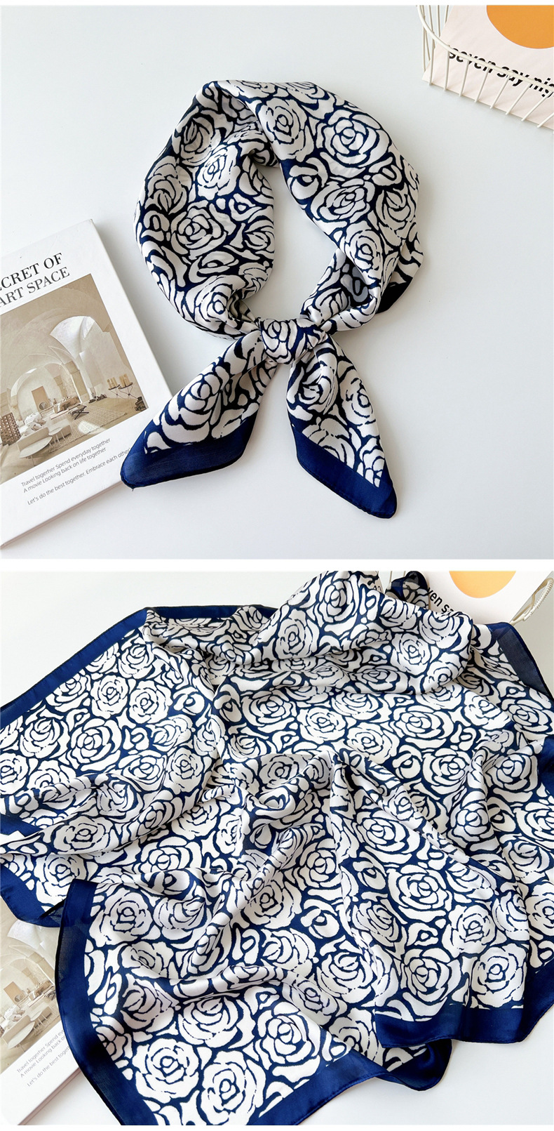 40g Weight Silk Scarf Classification Outdoor, Travel Occasion Polyester Material Printing Pattern Spring&Summer Season Women's Gender Printing Design Elegant Style Women's Elegant Printing Polyester Printing Silk Scarf 8