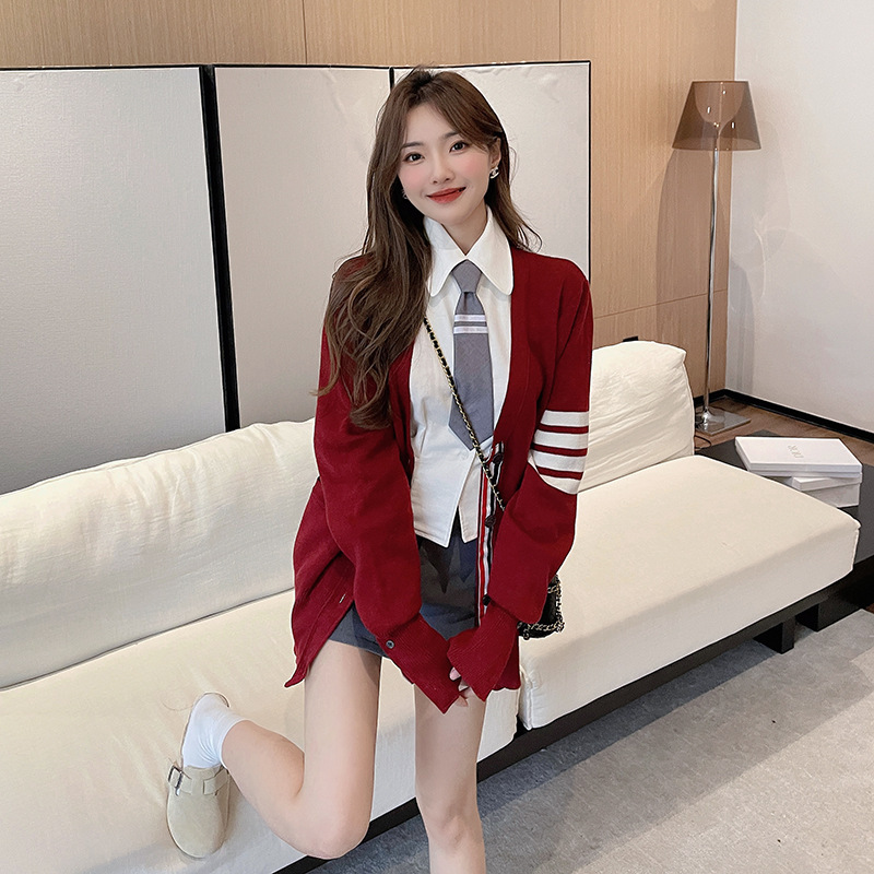 Pace Art Museum 25tb New Season Sweater Cardigan White Elegant Knitted Jacket Women's Spring and Autumn College Style Shirt