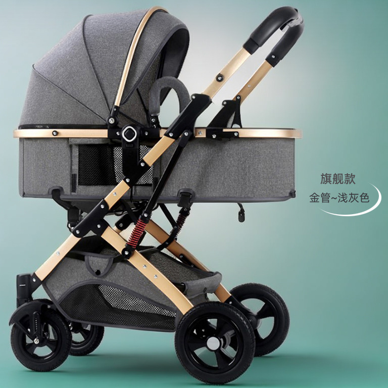 El cochecito de bebé de alto paisaje se puede sentar y acostarse, ligero y plegable, amortiguador bidireccional, cochecito de bebé para niños recién nacidos al por mayor