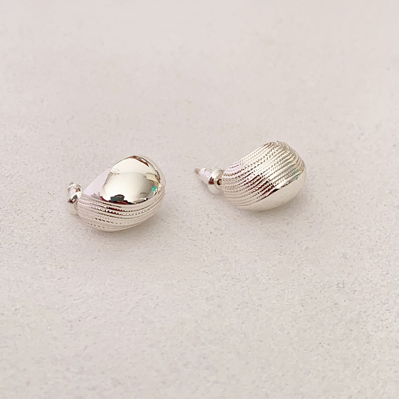日韓新款時尚冷淡風簡約銀色豆豆925銀針耳釘波浪紋小巧百搭耳釘
