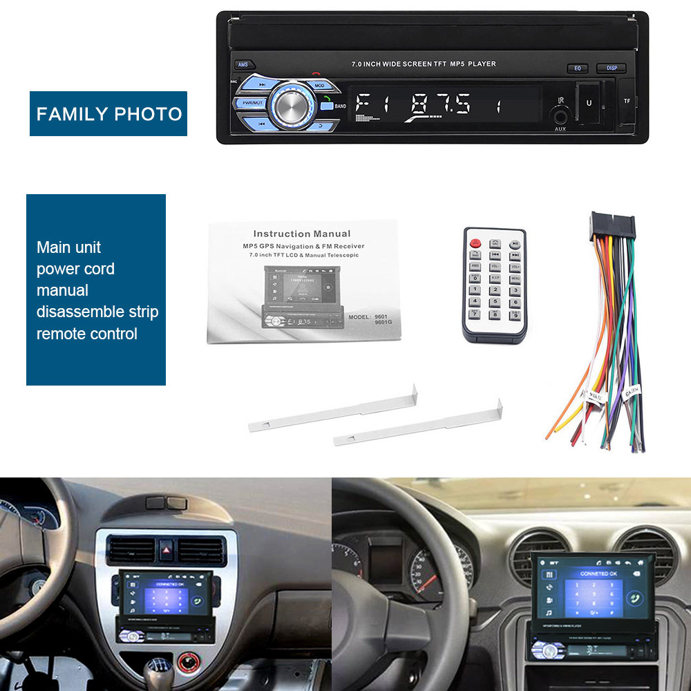 7-inch High-definition Large Screen Retractable Car MP5 Card Machine Car MP4 Player Bluetooth Call Reverse Priority