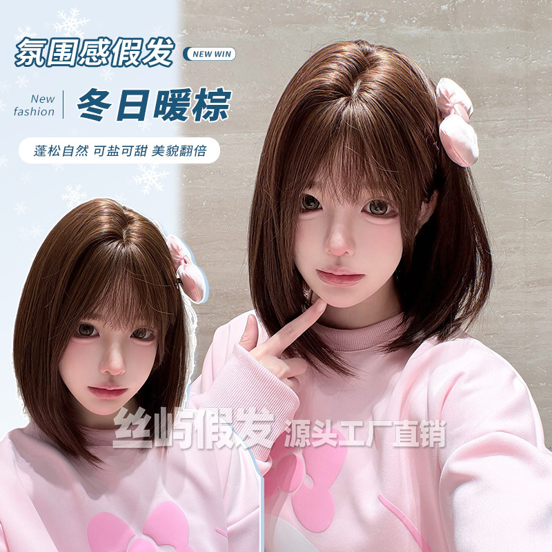 Siyu Wig Winter New Style Women's Daily Internet Celebrity Short Straight Hair Full Head Wig Siyu Wig Winter New Style Women's Daily Internet Celebrity Short Straight Hair Full Head Wig