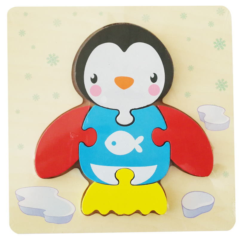 Simulación de madera de dibujos animados vehículo animal rompecabezas educación temprana bloques de construcción niños bebé cognición rompecabezas tridimensional al por mayor