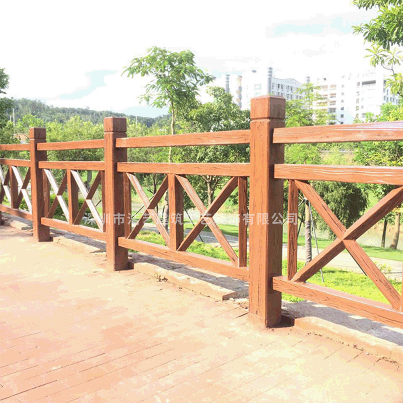 市政绿化防护栏杆 仿木纹栏杆 GRC 围栏可来样制作