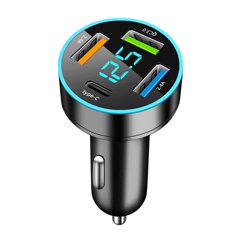 新型デジタル表示車充電4usb 66w急速充電pd携帯電話充電ヘッド一牽引四帯光輪車載充電器|undefined