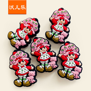 New in stock strawberry Cat Girl food grade silicone beads cartoon image silicone character Baby teether accessories