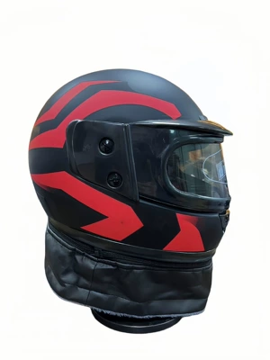 Cross-Border Wholesale All-Season Warm Helmet Motosiklet kaskı (dəbilqə) - matte-black-red