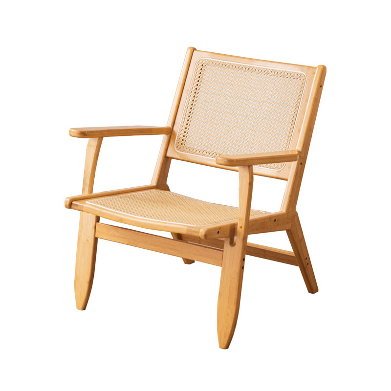 Silla de ocio de ratán de bambú con apoyabrazos, balcón doméstico con silla de respaldo, sofá al aire libre, sillón reclinable, nuevo estilo