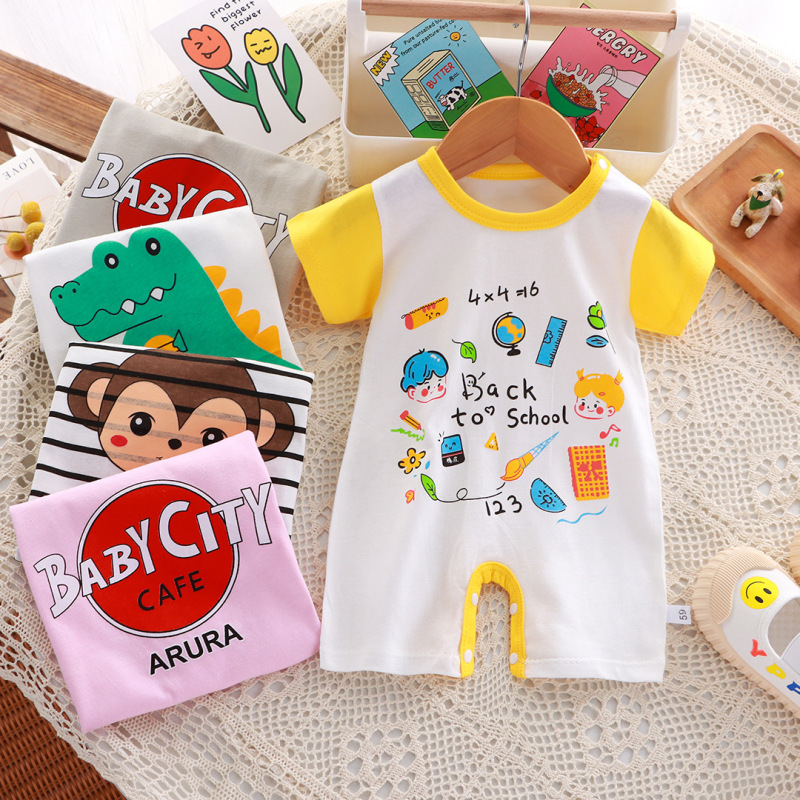 New Summer Clothes for Newborns, Pure Cotton Short-Sleeved Thin Open-Crotch Romper, Baby Jumpsuit, Children's Clothing New Summer Clothes for Newborns, Pure Cotton Short-Sleeved Thin Open-Crotch Romper, Baby Jumpsuit, Children's Clothing