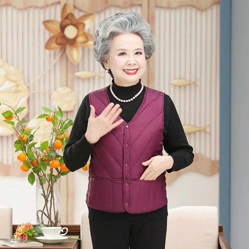 Платье Для Бабушек Женская осенне-зимняя одежда среднего и пожилого возраста плюс жилет с хлопковой флисовой подкладкой плюс удобрение плюс размер теплая хлопковая жилетка куртка