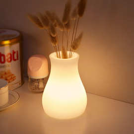 花瓶台灯创意卧室床头小夜灯网红ins桌面插花遥控充电式led氛围灯