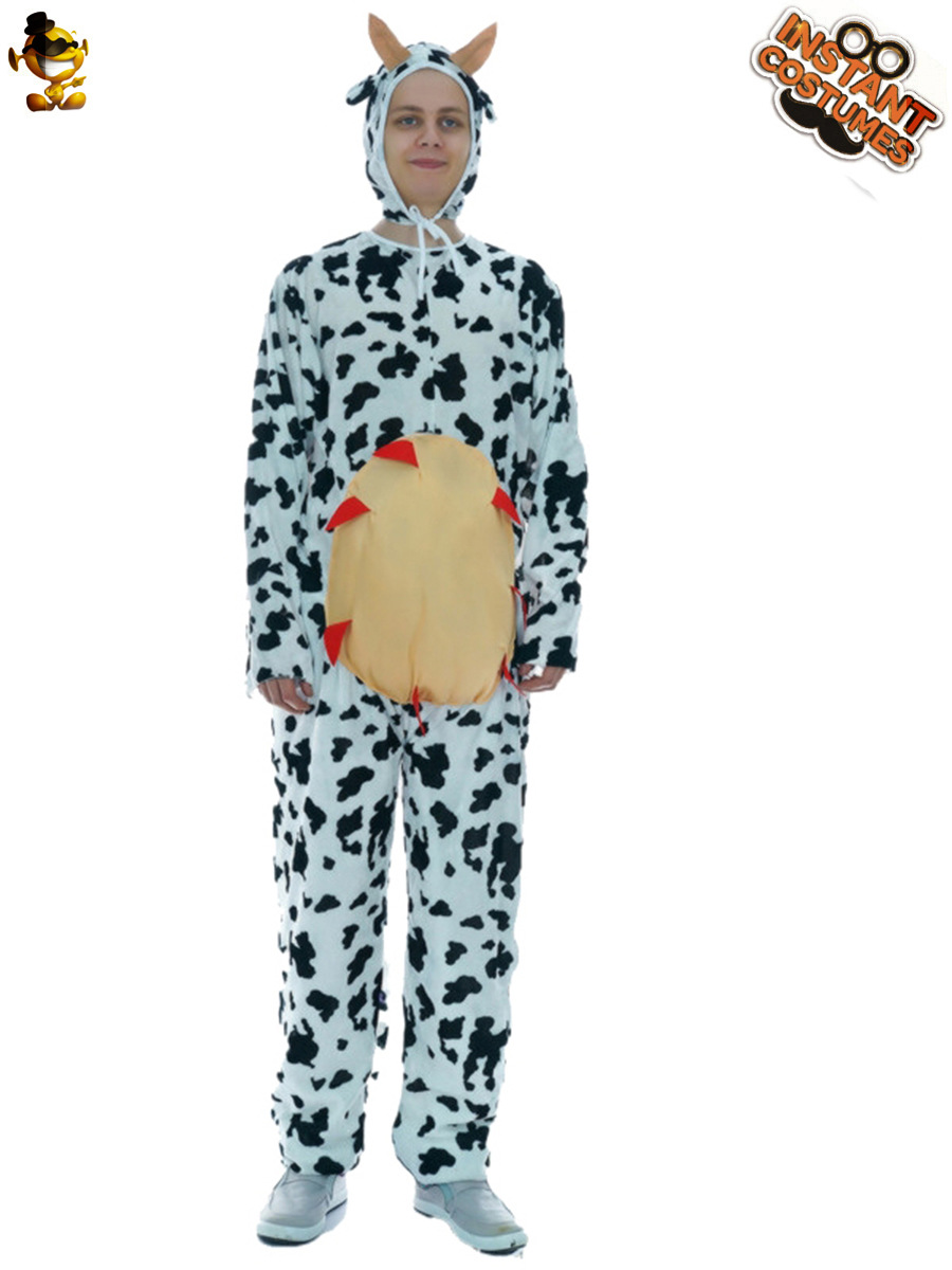 Hombres adultos parodia Funny vaca rendimiento traje etapa traje ropa de fiesta Halloween Cosplay traje