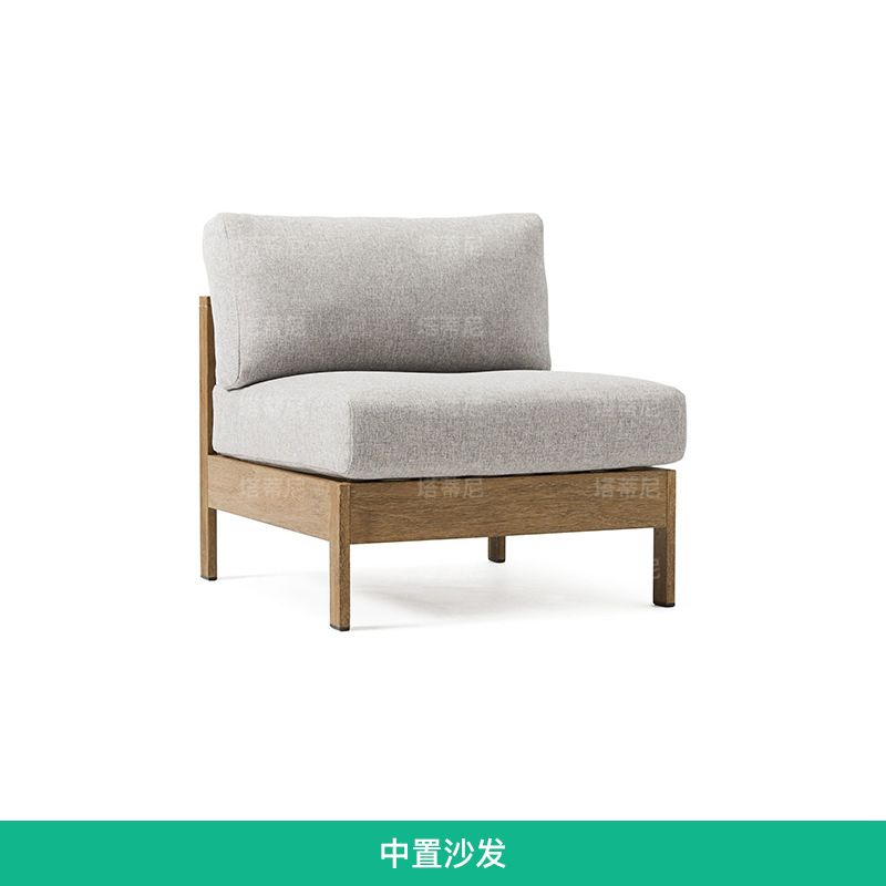 Conjunto de muebles de teca para exteriores, resistentes al agua y a los rayos UV, para sofá de jardín, patio, terraza, balcón, villa, con mesa de centro.