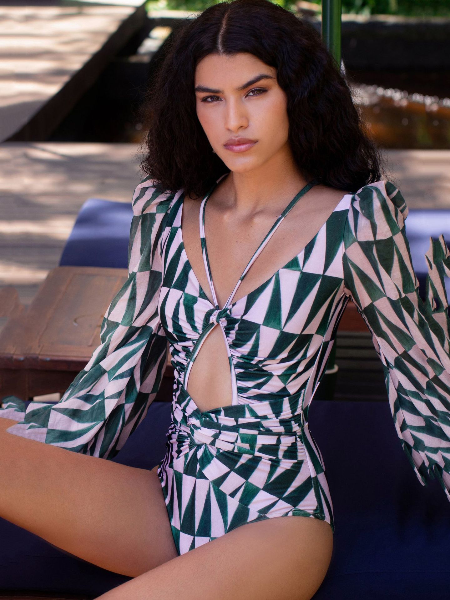 192g Weight Long Sleeve Sleeve Length Nylon, Polyester Fabric Type Regular Top Length Bodysuit Tops Type Swimming Occasion Deep V Neckline Skinny Fit Type Printing Pattern Women's Gender Hollow Out Design Sexy Style Women's Sexy Printing Hollow Out One Piece Swimwear 4