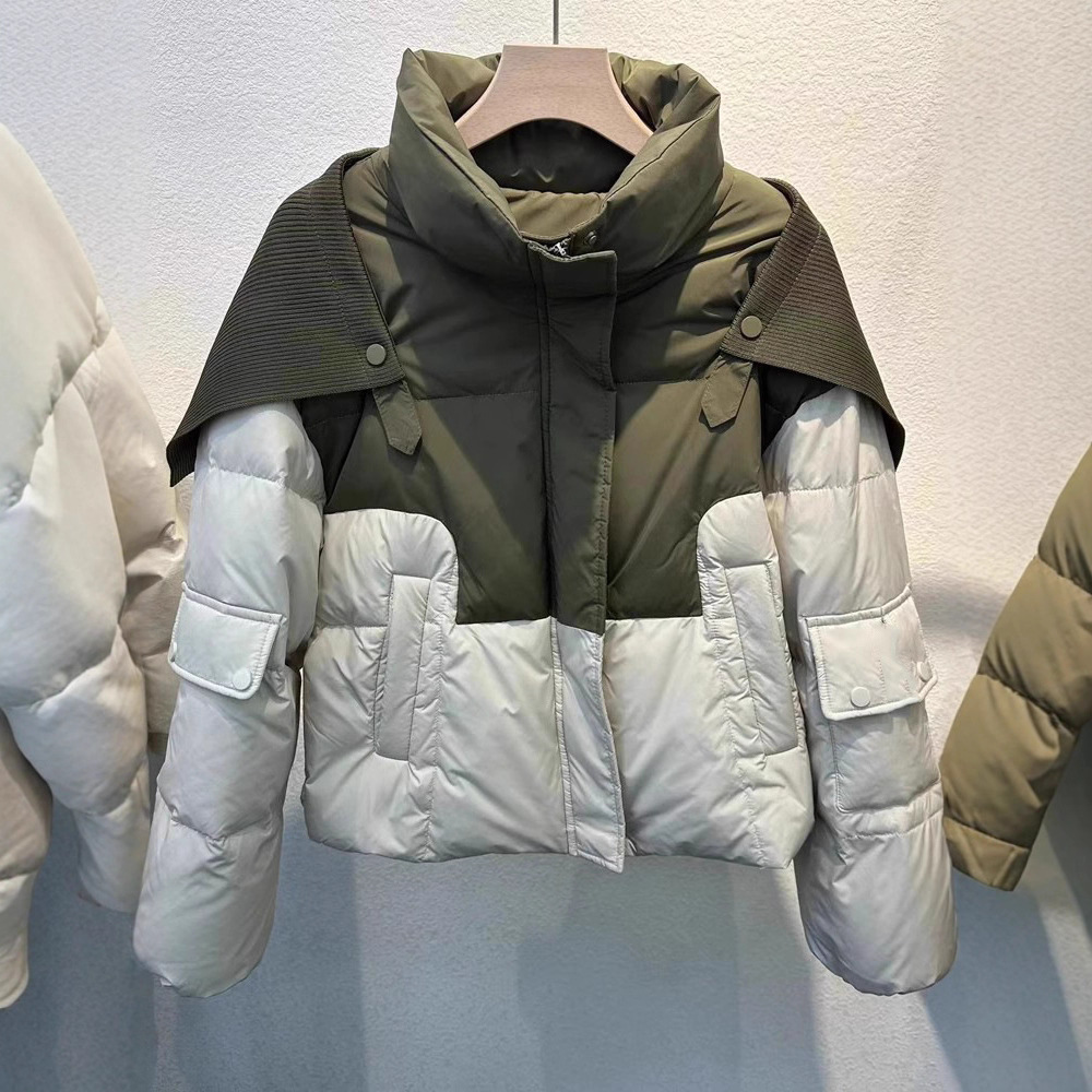 2025 invierno nuevo algodón de mujer estación europea de moda hombre pequeño pan corto algodón chaqueta de algodón personalidad de contraste de color image 2